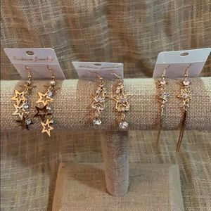 3 Pair Heart ❤️ Set Dangle Hook Earrings